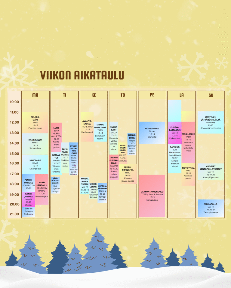 TLV 2026 aikataulu // WSW 2026 schedule